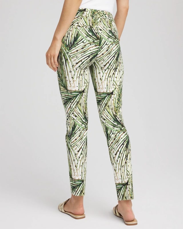 Brigitte Slim Ankle Palm-Print Pants - image 3